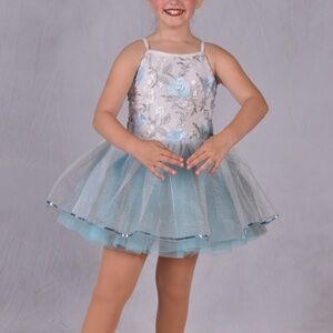 Floral Blue and White Kids Costume Dress
